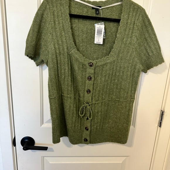 Torrid Green Ribbed Button Down Sweater - Picture 1 of 1